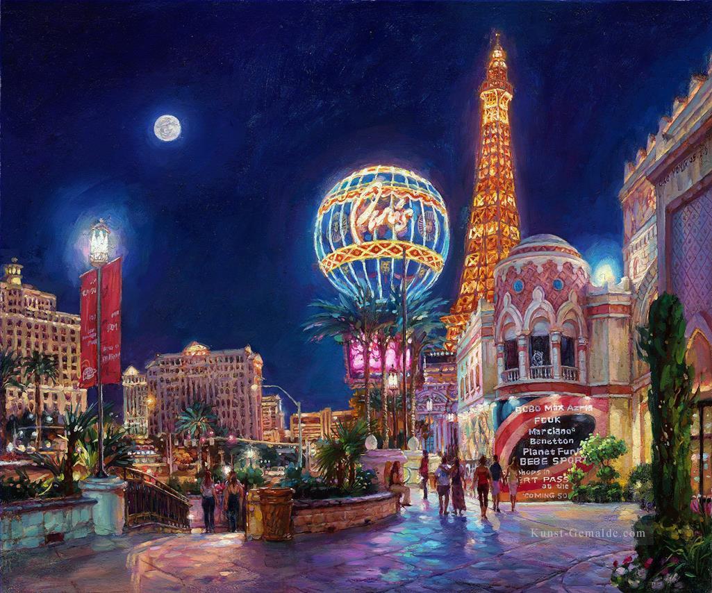 Paris Las Vegas Stadtbild moderne Stadt Szenen Nacht Ölgemälde